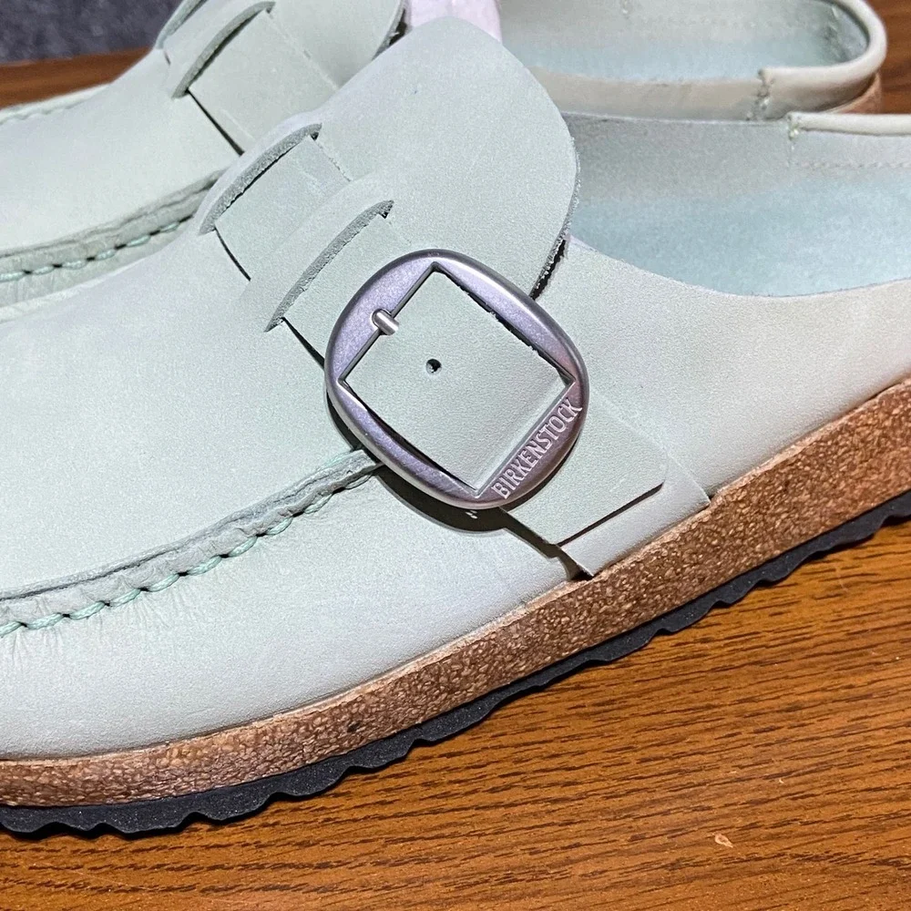 Birkenstock Buckley Matcha‎ Nubuck Leather Moccasin Clogs 1024033 EU42 M9 W11